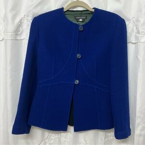 Vintage Giorgio Armani Cobalt Blue Collarless Blazer— Size EU 42/ US6/8